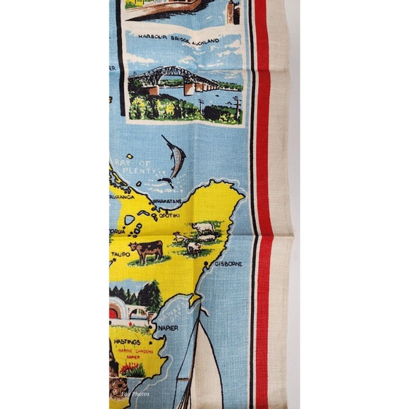 Pure Linen Fast Colours Kitchen Tea Towel New Zealand North Island Map 31x20 - Picture 12 of 16